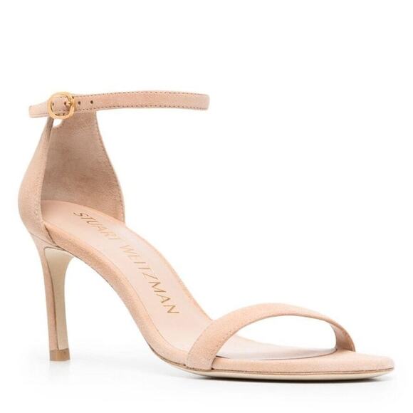 New Stuart Weitzman Nunaked Neutral Suede Classic Heel Sandals Size 10 - Picture 15 of 15